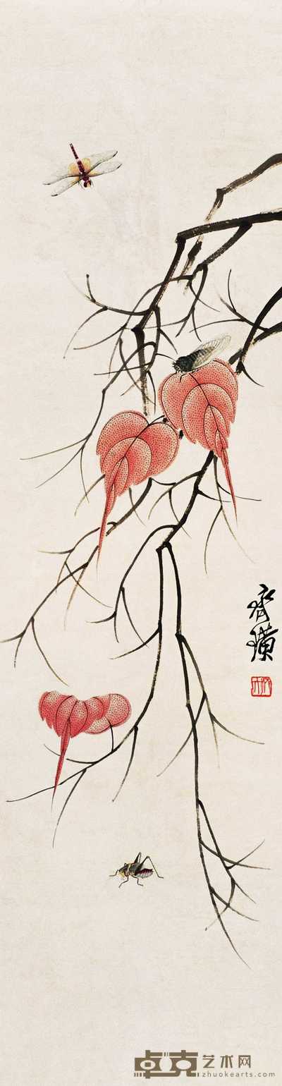 齐白石 秋鸣 立轴 127×34cm